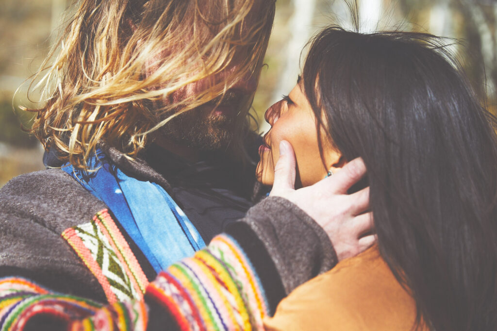 Candid photos for an engagement session for a couple in the Mountains of Colorado